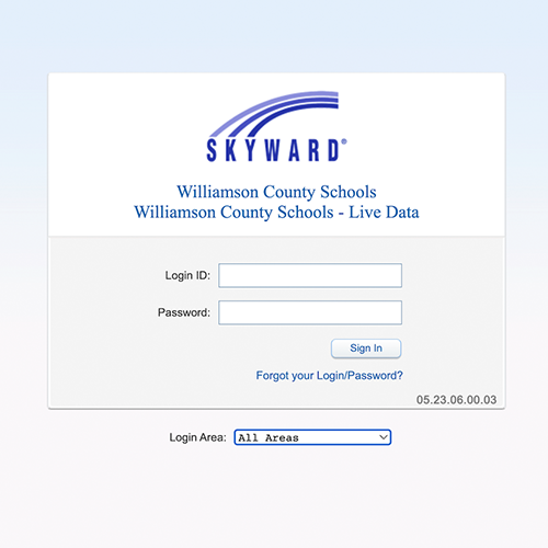 Skyward login screen